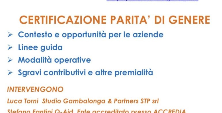 Certificazione parità di genere